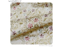 Party Costume Material Embroidery Beige Fabric by the yard Wedding Dress Sewing DIY Crafting Home Decor Indian Embroidered Fabric